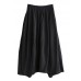 Women black cotton skirt elastic waist asymmetric skirt