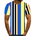 Casual o-neck letter printed men's T-shirt with color stripes