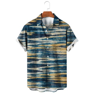 Men's Abstract Graphic Print Breathable Casual Short Sleeve Shirt