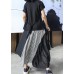 Women's summer mid-length a-line skirt high waist fashion black stitching chiffon plaid skirt