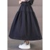 Beautiful Solid Black Elastic Waist Patchwork Cotton Pleated Skirt Summer